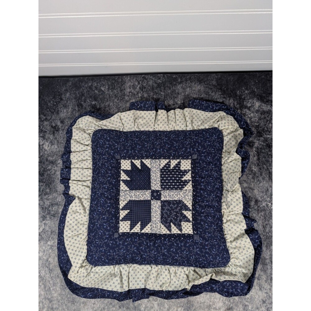 Vtg Hand Quilted 12"  Snowflake Pillow Case Cottagecore Grannycore ShabbyChic